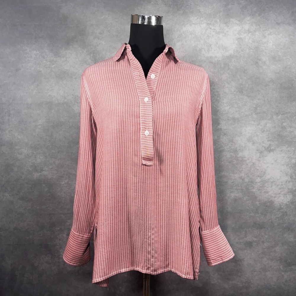 Max Studio Striped Button-Up Tunic